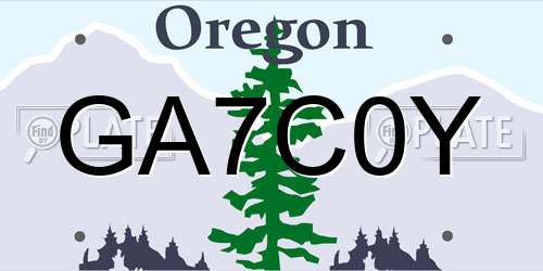 GA7C0Y Oregon License Plate