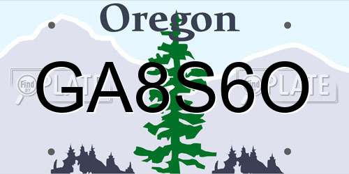 GA8S6O Oregon License Plate