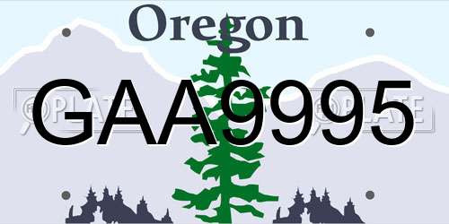 GAA9995 Oregon License Plate
