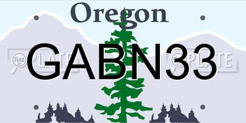 GABN33 Oregon License Plate
