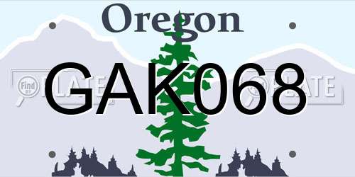 GAK068 Oregon License Plate