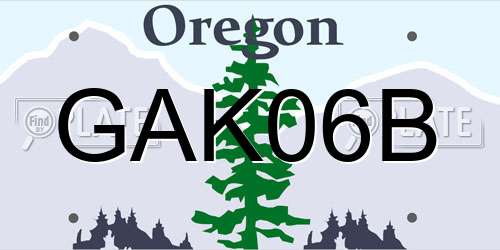 GAK06B Oregon License Plate