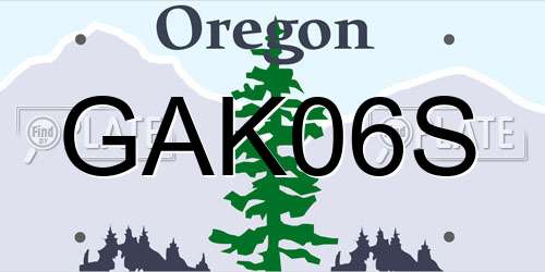 GAK06S Oregon License Plate