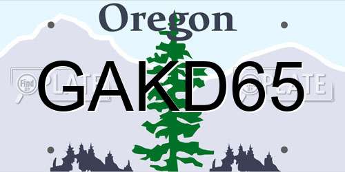 GAKD65 Oregon License Plate