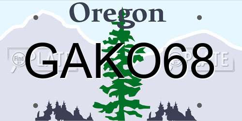 GAKO68 Oregon License Plate