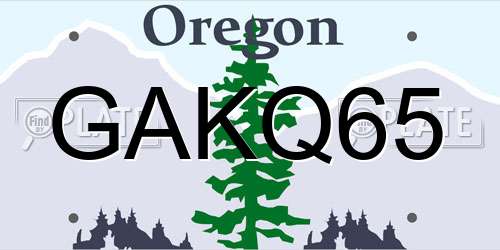 GAKQ65 Oregon License Plate