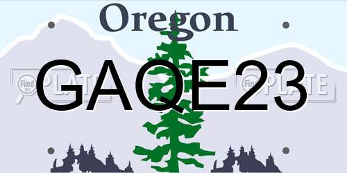 GAQE23 Oregon License Plate