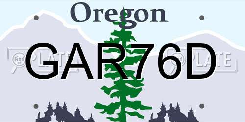 GAR76D Oregon License Plate