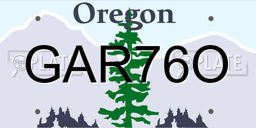 GAR76O Oregon License Plate
