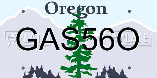 GAS56O Oregon License Plate