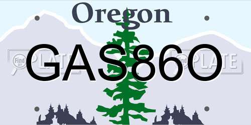 GAS86O Oregon License Plate