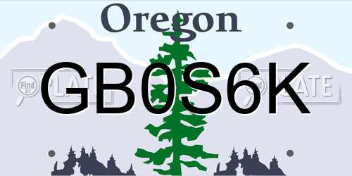 GB0S6K Oregon License Plate