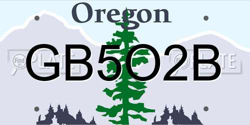 GB5O2B Oregon License Plate