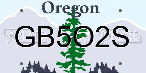 GB5O2S Oregon License Plate