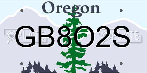 GB8O2S Oregon License Plate