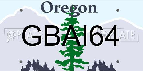 GBAI64 Oregon License Plate