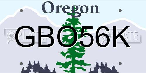 GBO56K Oregon License Plate