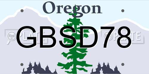 GBSD78 Oregon License Plate