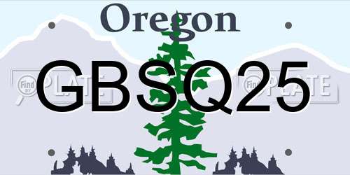GBSQ25 Oregon License Plate