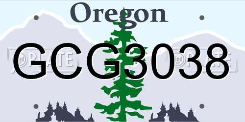 GCG3038 Oregon License Plate