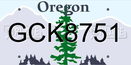 GCK8751 Oregon License Plate