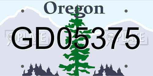 GD05375 Oregon License Plate