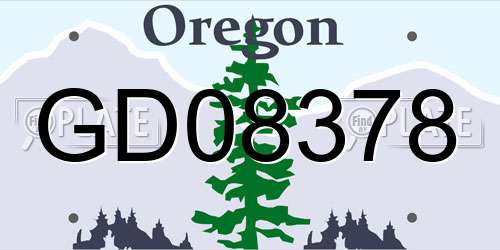 GD08378 Oregon License Plate