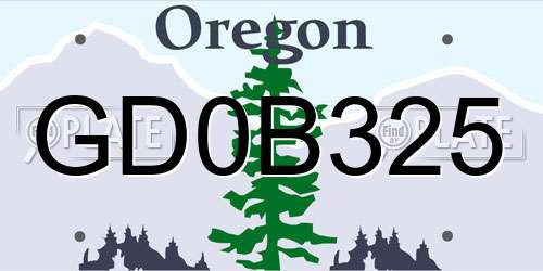 GD0B325 Oregon License Plate