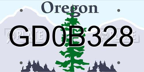 GD0B328 Oregon License Plate