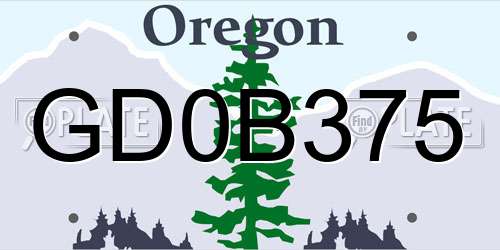 GD0B375 Oregon License Plate