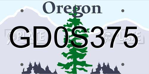 GD0S375 Oregon License Plate