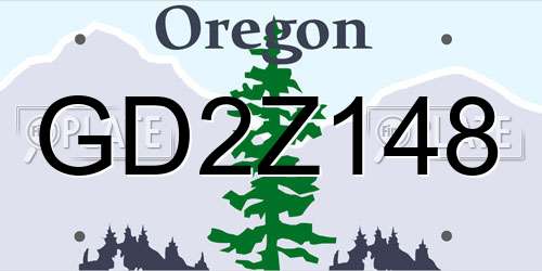 GD2Z148 Oregon License Plate