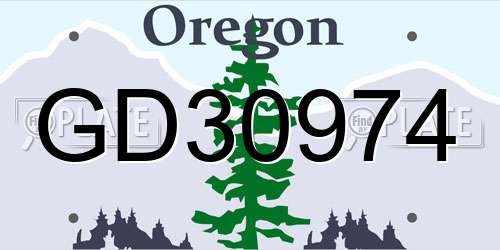 GD30974 Oregon License Plate