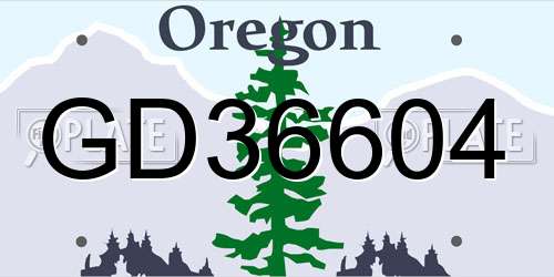 GD36604 Oregon License Plate