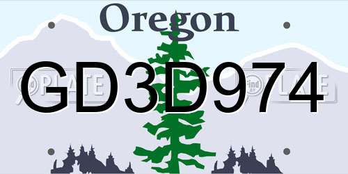 GD3D974 Oregon License Plate