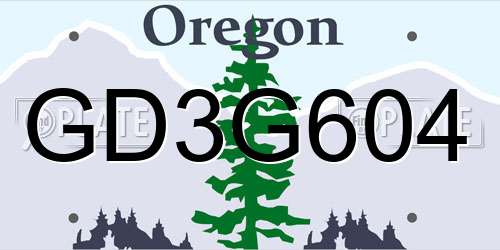 GD3G604 Oregon License Plate