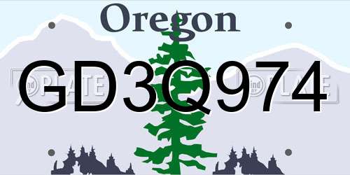 GD3Q974 Oregon License Plate