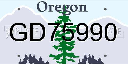 GD75990 Oregon License Plate