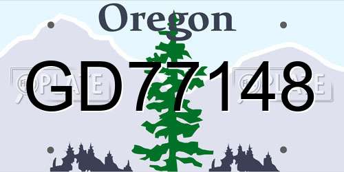 GD77148 Oregon License Plate