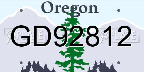 GD92812 Oregon License Plate