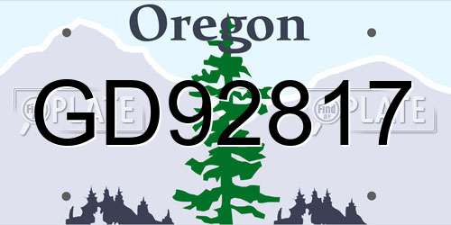 GD92817 Oregon License Plate