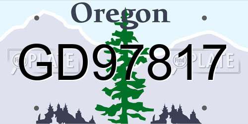 GD97817 Oregon License Plate