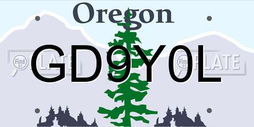GD9Y0L Oregon License Plate