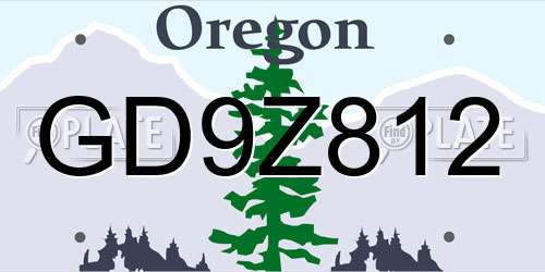 GD9Z812 Oregon License Plate