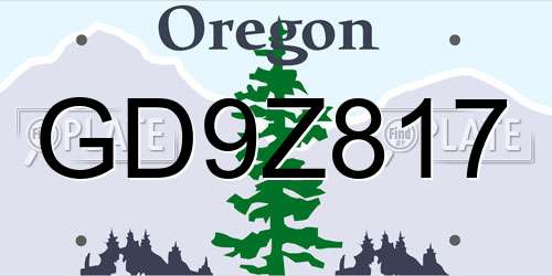 GD9Z817 Oregon License Plate