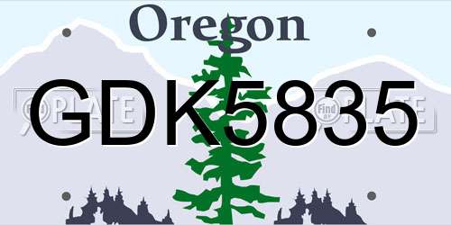 GDK5835 Oregon License Plate