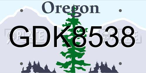 GDK8538 Oregon License Plate