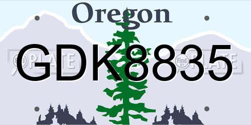 GDK8835 Oregon License Plate