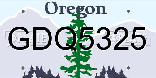 GDQ5325 Oregon License Plate
