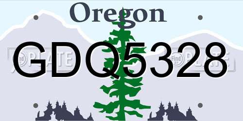GDQ5328 Oregon License Plate